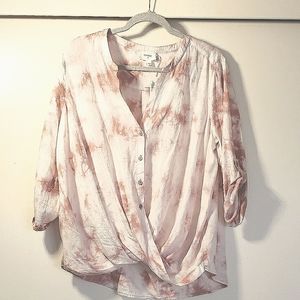 Everly Blush Woven Top with Twist Hem Large